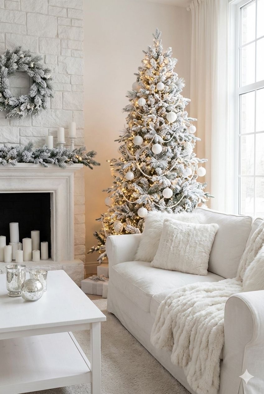 30 White Christmas Decor Ideas for a Winter Wonderland 72 30 White Christmas Decor Ideas for a Winter Wonderland white christmas decor14 White Christmas Decor Ideas