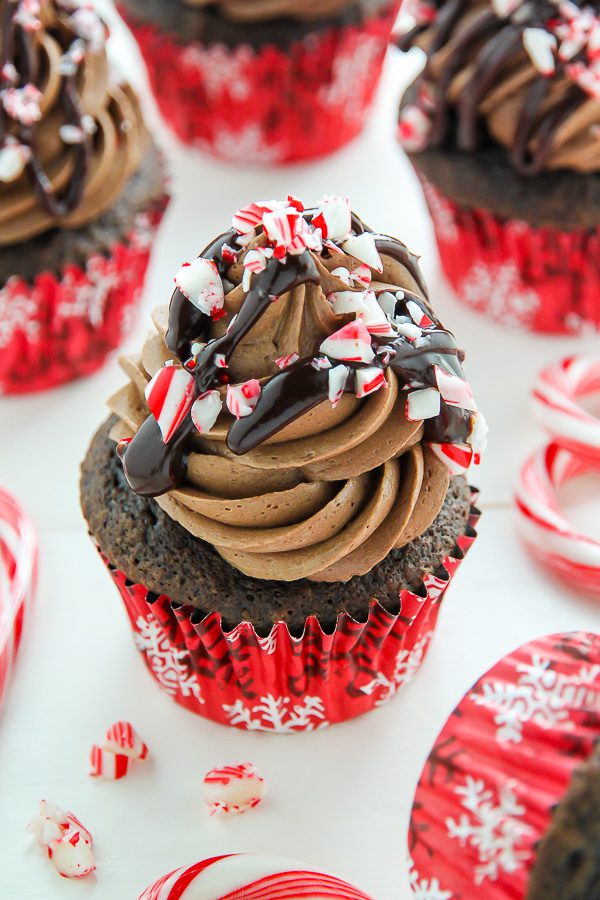 24 Easy & Creative Christmas Cupcakes to Try Right Now 55 24 Easy & Creative Christmas Cupcakes to Try Right Now Peppermint mocha chocolate cupcakes with chocolate frosting, chocolate drizzle, and crushed candy canes