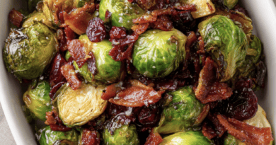 Maple Bacon Brussels Sprouts with Cranberries