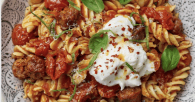 Spicy Sausage Burrata Pasta