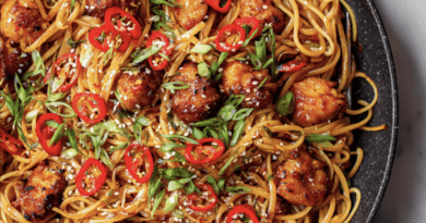 Sticky Chilli Honey Garlic Chicken Linguine