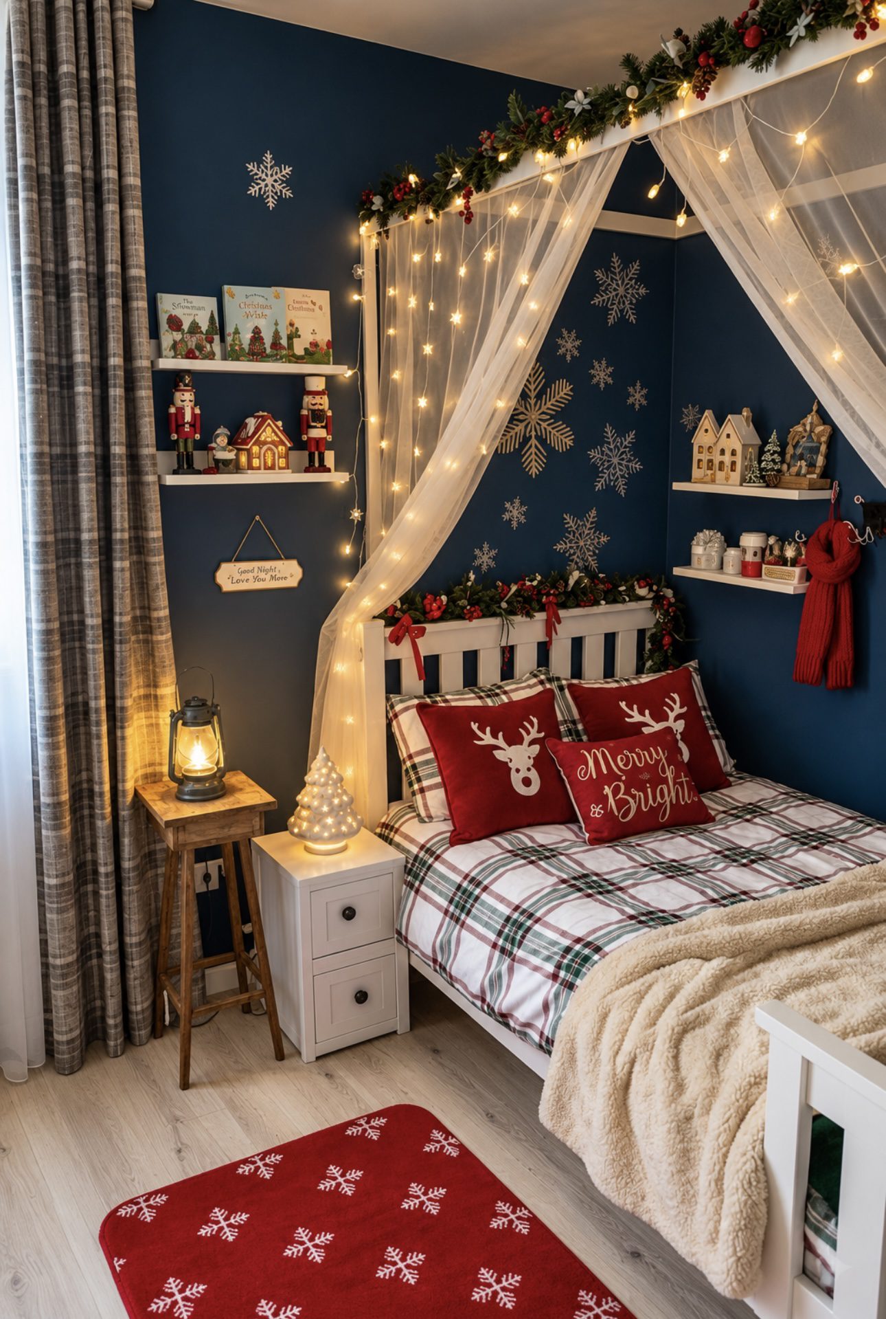 24 Magical Christmas Kids Bedroom Ideas They'll Absolutely Love 69 24 Magical Christmas Kids Bedroom Ideas They'll Absolutely Love Christmas playroom with hanging advent gifts and organised toy storage