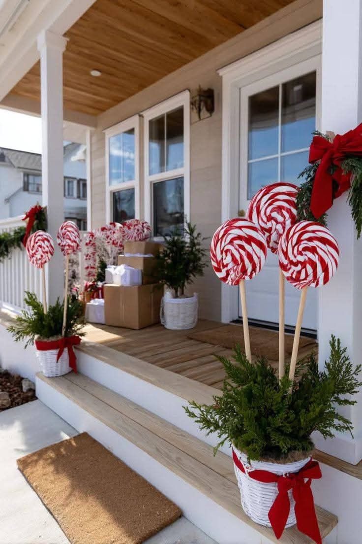 Traditional outdoor Christmas planter decorated with winter evergreen branches