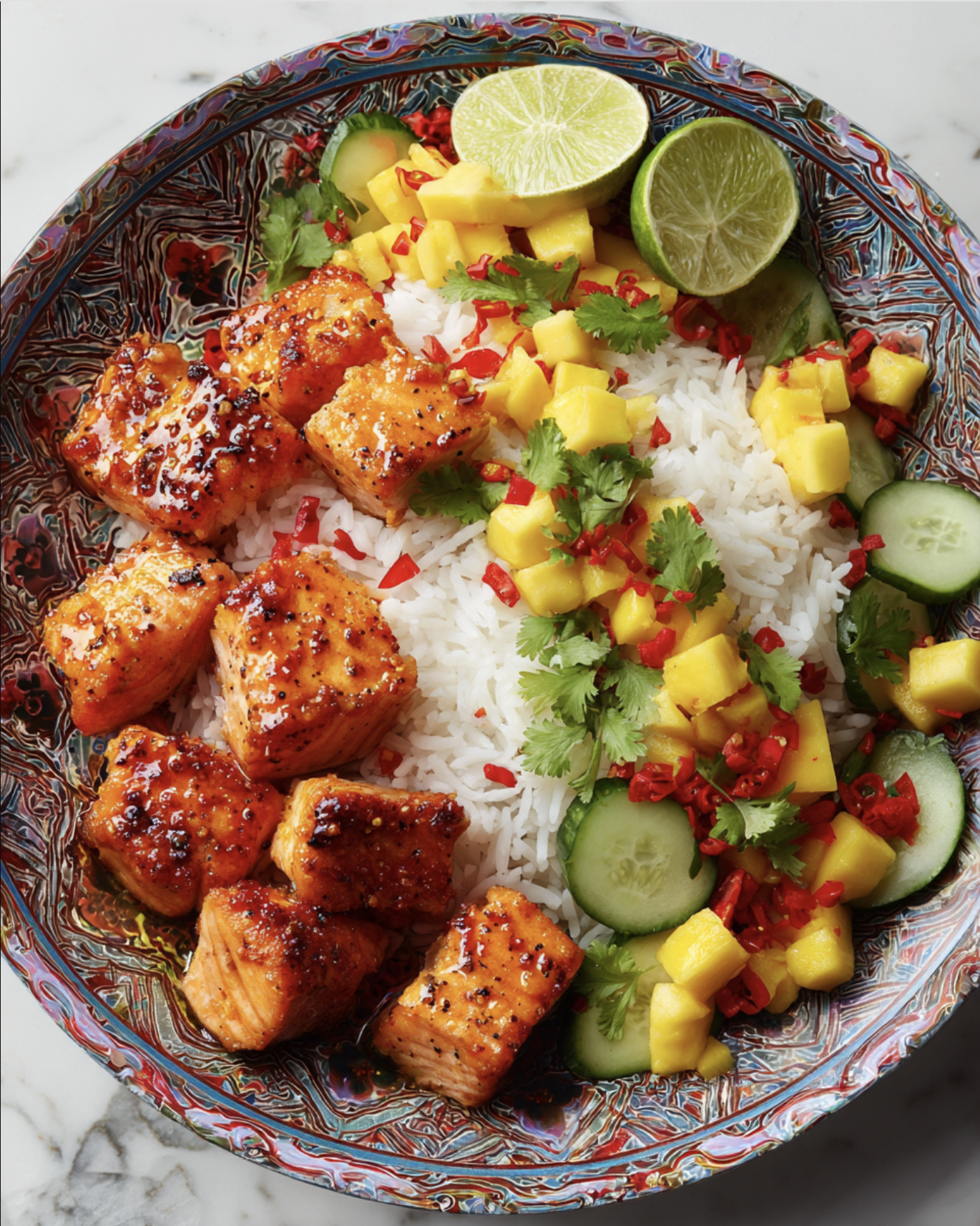 hot honey salmon bites2 Hot Honey Salmon Bites