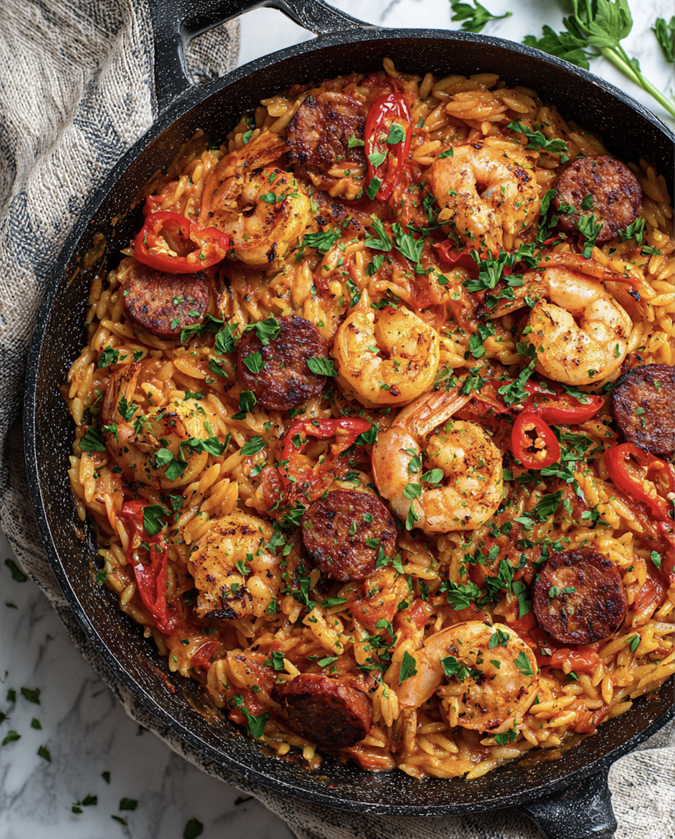 Creamy Tomato Orzo with Prawns and Chorizo 5 Creamy Tomato Orzo with Prawns and Chorizo tomato orzo with prawn and Creamy Tomato Orzo with Prawns and Chorizo
